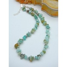 Amazonit Taşlı Tasarım Kolye - Yesil - Stoneage