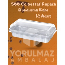 Yorulmaz Ambalaj 🍨 500 cc Şeffaf Kapaklı Dondurma & Meze Kabı | Kullan At Gıda Kabı 12 Adet