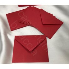 Orevio Sevimli Küçük Mesaj Zarfı, Davetiye ve Tebrik Kartı Zarfı, Colourful Envelope, 7x9 Cm, Kırmızı