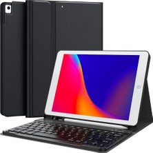 Orevio Kılıf, Apple iPad 7.8.9. Nesil 10.2 2021 ile Uyumlu Kablosuz Bluetooth Türkçe Q Klavyeli Kılıfı (Tablet Değildir) A2602 A2603 A2604 A2605 (Siyah)