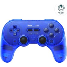 Orevio Pro 2 Bluetooth Controller With Hall Effect Joysticks; 2 Pro Back Paddle Buttons, Wireless Gaming Controller For Switch/switch 2, Pc, Android, And Steam Deck & Apple(Transparent Blue Edition)