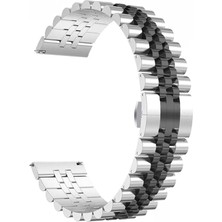 22MM Jübile Modeli Siyah-Gümüş Renk Klipsli Çelik Saat Kordonu