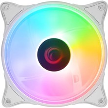 Orevio Glare F50 38CFM 1200RPM 12 cm Rainbow 3p+4p Molex Soketli Kasa Soğutma Fanı, 38CFM 1200RPM 12 cm Gökkuşağı, Beyaz