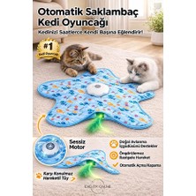 Exelox Interaktif Kedi Oyuncağı USB Şarjlı 3 Modlu Hareketli Tüylü Yıldız Oyun Matı Mavi