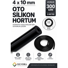 Silvora Silikon Oto Vakum ve Basınç Hortumu, Yedek Parça, Turbo, Sıcak Su, Sıcak Hava 4MMX10MM-3 Metre-Siyah