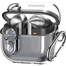 Orevio Samsung Galaxy Buds 3 Pro/buds 3/buds 3 Fe Uyumlu Şeffaf-Siyah Tpu Silikon Kılıf, Kilitli, Darbeye, Çizilmeye ve Sararmaya Dayanıklı, Taşıma Askılı