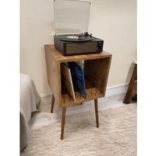 Orevio Düzenleyici, Riva 44X44X80 Plak & Pikap Sehpası | Retro Gramofon Standı Atlantik Çam Ahşap Sehpa