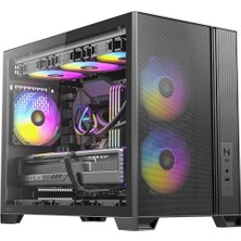 Orevio Flux M, 3 x 120 Pwm Argb ve 3 x 120 Pwm Ters Fanlar Dahil, 360 mm Üst Radyatör Desteği, Tip-C 3.2 Gen 2, Micro-Atx Oyun Kasası