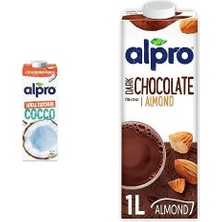 Orevio Şekersiz Hindistan Cevizi Bitki Bazlı Içecek 1 L ve Alpro Badem Bitter Çikolata Içeceği 1l