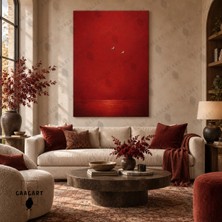 Gaagart Tekli Dikey Kanvas Tablo Dijital Baskı Kırmızı Deniz ve Uçan Kuşlar Minimalist Modern Dekoratif Duvar Tablosu