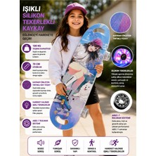 Mixoyuncak Kız Desenli Işıklı Silikon Tekerlekli Kaykay – 70 cm | 100 kg Taşıma Kapasiteli