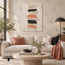 Gaagart Tekli Dikey Kanvas Tablo Dijital Baskı Somon Siyah Krem Katmanlı Kağıt Soyut Minimalist Duvar Dekoru