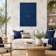 Gaagart Tekli Dikey Kanvas Tablo Dijital Baskı Lacivert Gökyüzü Tel Üstünde Üç Kuş Minimalist Modern Duvar Tablosu