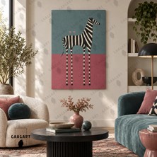 Gaagart Tekli Dikey Kanvas Tablo Dijital Baskı Çizgili Zebra Illüstrasyon Renkli Modern Çocuk Odası Duvar Tablosu