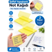 Artlantis Sarı Yapışkanlı Şeffaf Not Kağıdı 50 Yaprak 2 Paket Kare Transparan Postit 75X75 mm Yarı Saydam Işaretleyici Aydınger