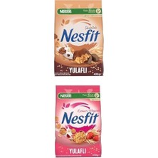 Orevio Nesfit Çikolatalı Tam Buğday ve Pirinç Gevreği, 400 G & Nesfit Kırmızı Meyveli Tam Tahıl ve Pirinç Gevreği, 400 G