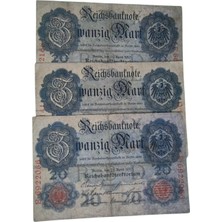 1910 Yılı 20 Mark 3 Adet Haliyle