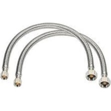 Orevio 3/8 3/8 Klozet Bağlantı Hortumu Çelik Bağlantı Flex, 2 Adet 50 cm