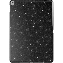 Orevio iPad 10.2 2021 (9.nesil) ile Uyumlu Simli Parlak Görünümlü Siyah Koton Kılıf