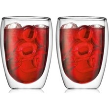 Orevio Çift Cidarlı Cam Meşrubat Bardağı 300 Ml, Beyaz, 2 Adet Set - 12772