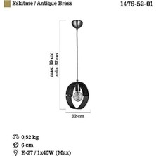 Maya Tekli Ahşaplı Antik Avize 1 x E27