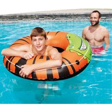 Bestway Jumbo Ipli Simit - Şişme Gator Simit - Timsah Desenli Deniz Simidi - Timsah Desenli Simit - Gator Swim Ring 119 Cm.