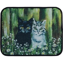 Orevio Elekli Desenli Kedi Tuvalet Önü Paspası 60 x 45 cm Siyah-Beyaz Kediler