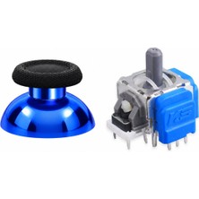 Pop Konsol Ps5 Manyetik Motor Topuz 1+1 Set Mavi Krom Hall Sensör Analog Playstation 5 Yedek Parça