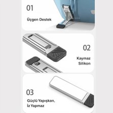 Cep Telefonu ve Dizüstü Bilgisayar Standı | Katlanabilir Ince Metal Braket | Taşınabilir, Ergonomik Laptop ve Telefon Standı | Masaüstü Çok Amaçlı Des