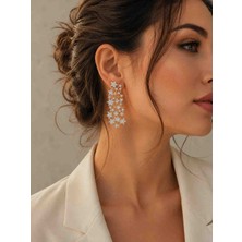 Fundéa Jewelry Kadın Gold Zirkon Taşlı Sallantılı Yıldız Abiye Küpe Trend Takı Modelleri Paslanmaz Çelik Nikel Içermez Alerji Yapmaz