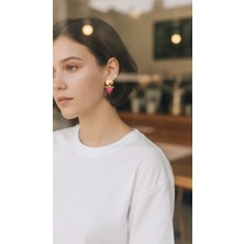 Kadın Gold Çelik Fuşya Üçgen Trend Takı Küpe Aksesuar Modelleri Paslanmaz Çelik Nikel Içermez Alerji Yapmaz