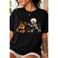 BarsDepo Halloween Dog Baskılı Tişört, Oversize Unisex Tişört Çocuk / Yetişkin (Süpriz Hediyeli)