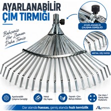 Apeksal Ayarlanabilir Metal Çim Yaprak Toplama Tırmığı 22 Diş Sapsız 120-150 cm Ahşap Saplı Seçenekleriyle