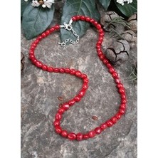 Amorf Mercan Doğal Taşlı(Kararlılık) Kolye - Kirmizi - Stoneage