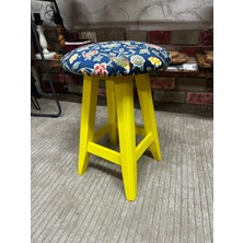 Taburecity- Sarı Renk Ahşap Puf Tabure  (48 Cm)