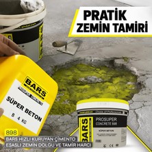 Bars Arge Toptan Prosuper Concrete 898 Karıştırmadan Uygulanan Hızlı Prizli Süper Zemin Dolgu ve Tamir Harcı A Bileşen 16kg+B Bileşen 4 kg (C40 Beton)