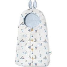 Prime Deux Lapıns% 100 Pamuk Bebe Lapin Mavi Pamuk Muslin Kundak Battaniye BSSNT1018