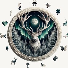 NC Puzzles Özel Figürlü Ahşap Puzzle - Deer&moon- 39 cm x 39 cm Yapboz