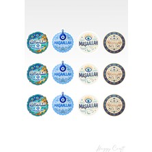 Huggy Craft Maşallah Temalı 12'li Dekoratif Su Geçirmez Sticker Seti