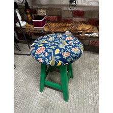 Taburecity- Yeşil Renk Ahşap Puf Tabure  (48 Cm)