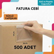 Kargo Fatura Cebi 14X18 cm 500 Adet Kargo Evrak Poşeti Şeffaf Yapışkanlı Su Geçirmez, Dayanık