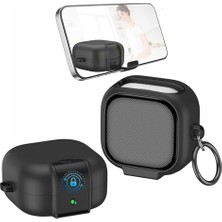 Orevio Samsung Galaxy Buds4 ve Buds4 Pro Uyumlu Güvenlik Kilitli Telefon Standlı Premium Kılıf (Siyah)