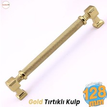Orevio Gold Altın Metal 128 mm Grip Desenli Kulp Mobilya Çekmece Mutfak Dolabı Dolap Modern Kapak Kulpları