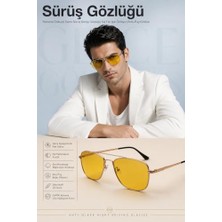 Orevio Parlama Önleyici Gece Sürüş Gözlüğü, Anti-Fog Sis ve Far Işığı Engelleyici Sarı Camlı Metal Rose Çerçeveli Sürüş Görüş Gözlüğü 721853