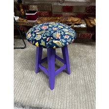 Taburecity- Mor Renk Ahşap Puf Tabure  (48 Cm)