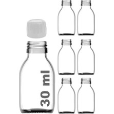 Orevio Kapak, 30 ml Sızdırmaz Kapaklı Şeffaf Shot Şişesi 30 cc Ginger Şat Beyaz Cam Şişe 6 Adet (Kilitli Plastik Beyaz )