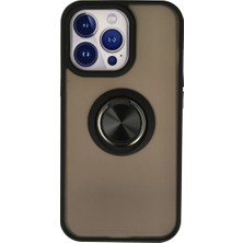 Apple iPhone 13 Pro Kılıf Montreal Yüzüklü Silikon Kapak - Siyah