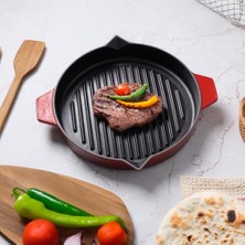 Orevio Duo Cast Bombe Grill Tava Kırmızı 30 cm