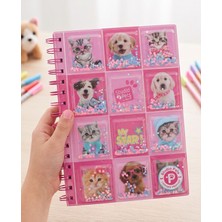 Bakgelal Studio Pets Lisanslı Hareketli Pullu Kapaklı Spiralli Defter – Kedi Köpek Desenli Pembe Çocuk  Defteri