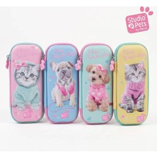Bakgelal Studio Pets 3D Kabartmalı Kalem Kutusu Kedi Köpek Desenli Fermuarlı Okul Kalemliği Küçük